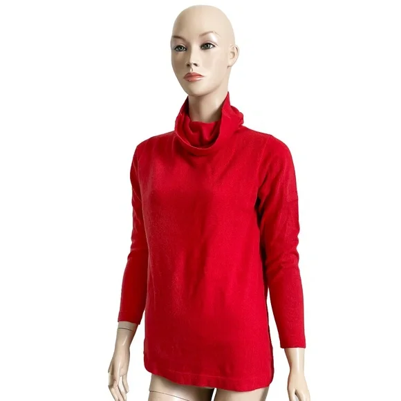 Bonnie Cashin SweaterCashmere Cowl Funnel Neck Red Knit Vintage 1970s HTF